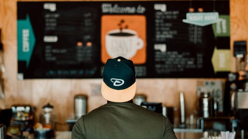 customer looking at digital menus